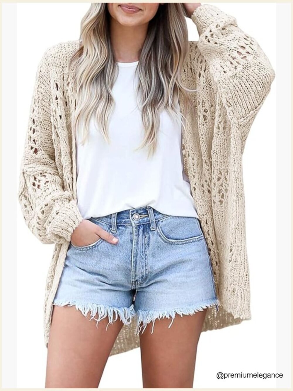 Women's Crochet Cardigan Kimono Boho Long Sleeve Lightweight Soft Oversized